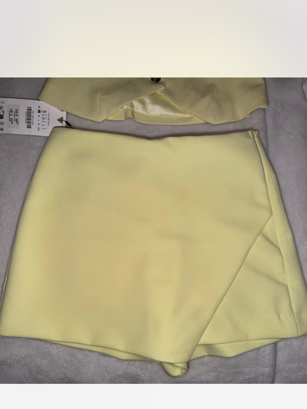 Zara Pale Yellow Wrap Mini Skort